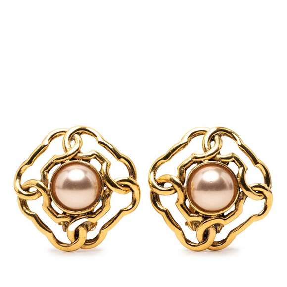 CHANEL Jewelry - CHANEL Authentic Vintage Black Pearl Logo Earrings